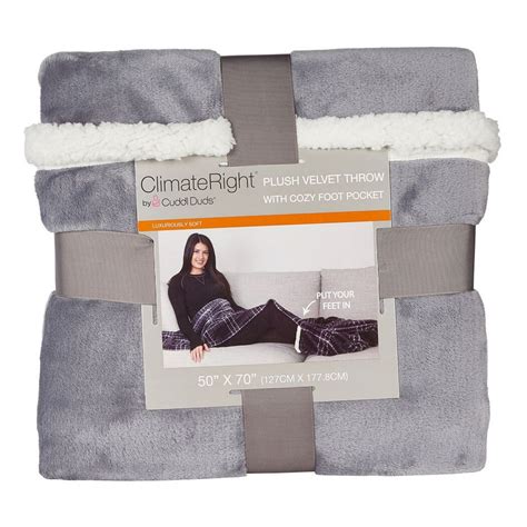 Oversized Velvet Plush Throw Blanket With Cozy Foot Pocket Solid Grey