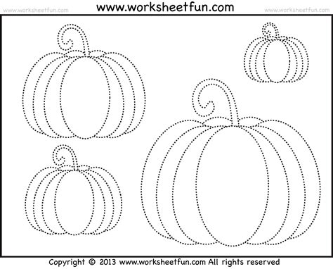 Pumpkin Tracing – 3 Worksheets / FREE Printable Worksheets – Worksheetfun