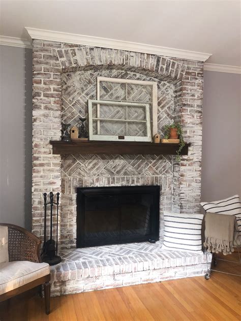 A cozy fire on a cold night is a delight. Updating A Brick Fireplace | Rustic farmhouse fireplace ...