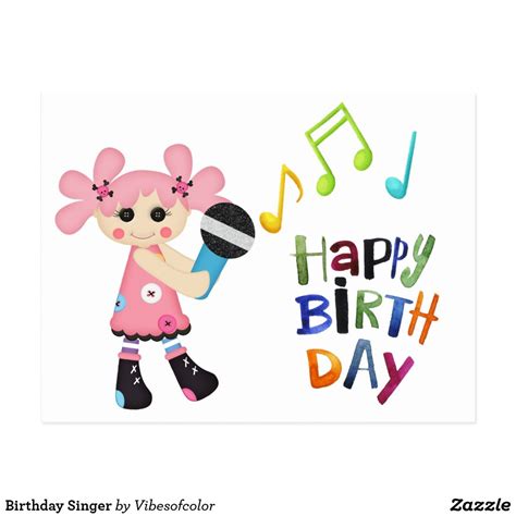 Birthday Singer Postcard Singing Happy Birthday Birthday Fun Birthday