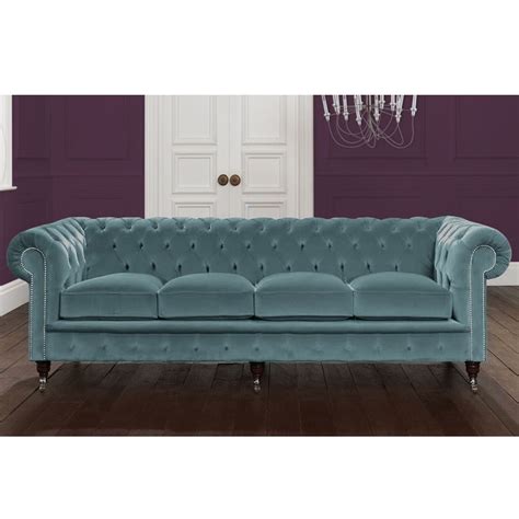 Italian Blue Velvet Chesterfield Sofa Any Colour 2 3 4 Seater
