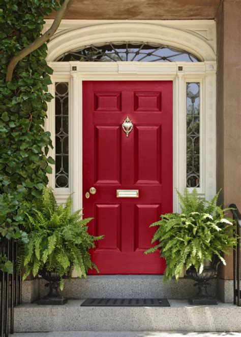 Classic Red Looks Great With The Khaki Stucco Best Front Door