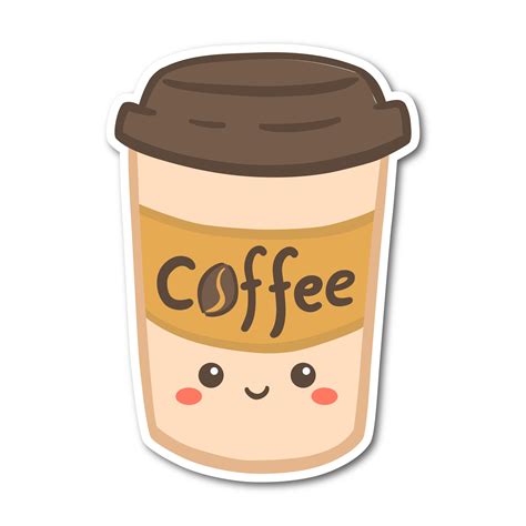kawaii coffee cup sticker etsy