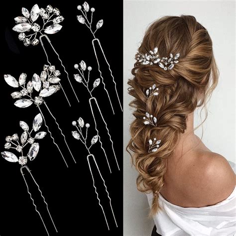 Amazon Com Heread Pearl Bride Wedding Hair Pins Leaf Bridal Head Piece Flower Hair Accessories