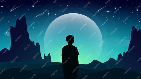 Premium Vector Alone Walpaper Silhouette Of A Person In The Night