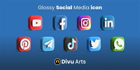 3d Glossy Social Media Icon Free Vector Illustrations Divuart