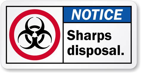 Dailymag is a professional sharps containers,sharp box and needle container manufacturer in features of disposable sharps container: Sharps Disposal Biohazard ANSI Notice Label, SKU: LB-2251