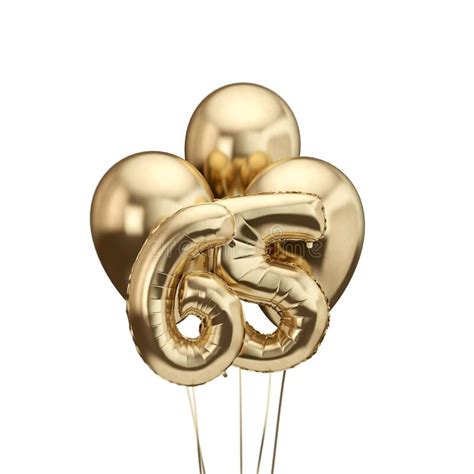 Happy 65th Birthday Gold Surprise Balloon And Box 3d Rendering Stock