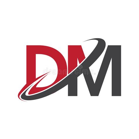 Dm Initial Logo Company Name Colored Red And Black Swoosh Design