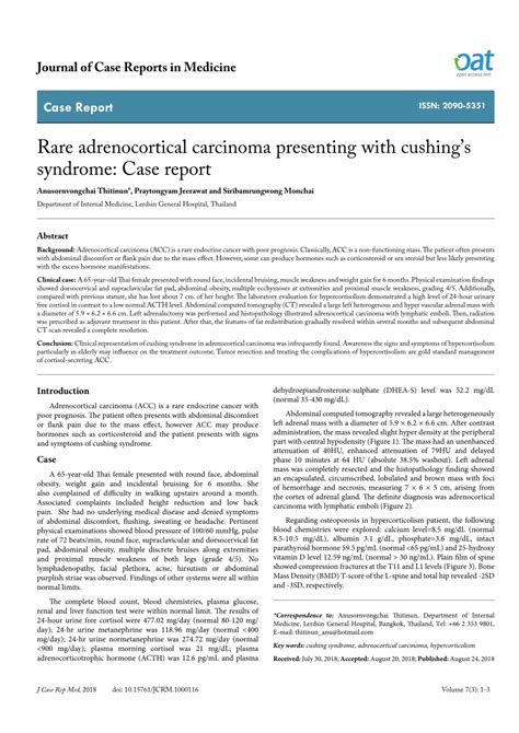 Pdf Rare Adrenocortical Carcinoma Presenting With Cushings Syndrome
