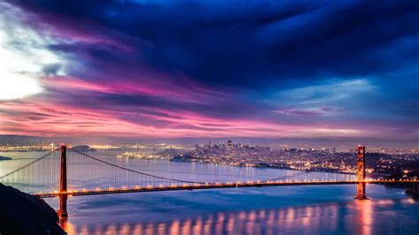 Golden Gate Bridge Sunset Night Time 4k Hd Wallpaper 4k