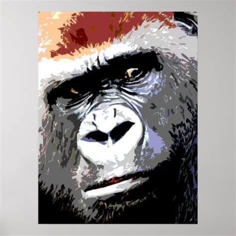 Colorful Pop Art Gorilla Portrait Poster