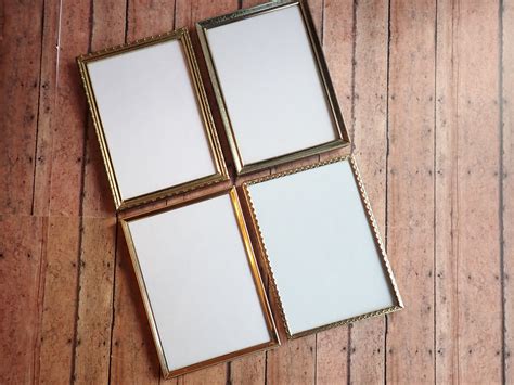 Vintage 5x7 Metal Gold Brass Colored Photo Picture Frame Set Of 4