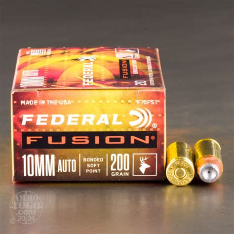 10mm Auto Ammo 20 Rounds Of 200 Grain Bonded Soft Point By Federal