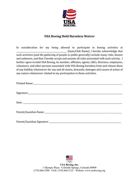 Usa Boxing Hold Harmless Waiver By Donisboxing Issuu