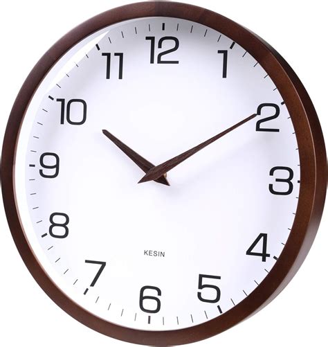 Kesin 12 Inch Wooden Round Silent Modern Wall Clock Battery