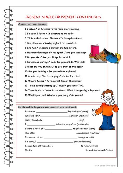 Present Simple Or Present Continuous Present Continuous Worksheet
