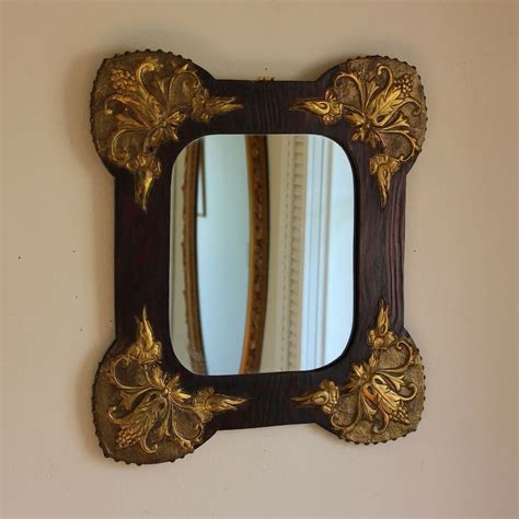 Vintage Art Nouveau Mirror With Gilded Corner Decorations Artnouveau