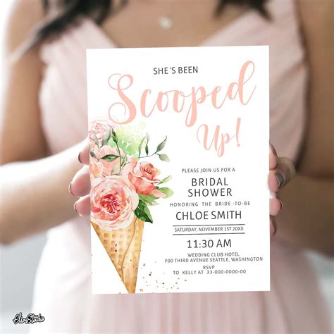 Shes Been Scooped Up Bridal Shower Invitation She Got Etsy