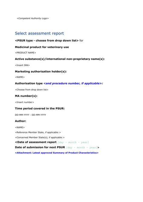 Contains nonbinding recommendations overlap between the content of the dsur and psur, and some repetition is. PSUR Assessment Report template for use by Member States