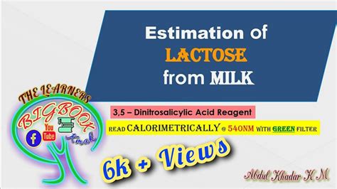 Estimation Of Lactose From Milk By Dns Method Youtube