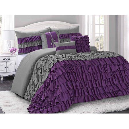 A wide variety of queen size comforter sets options are available to you Uniquen Home 7 Piece BRISE Double Color Clearence Ruffled ...