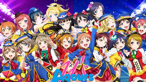 Love Live Muse And Aqours Wallpaper Photoshop By Silverblue14 On