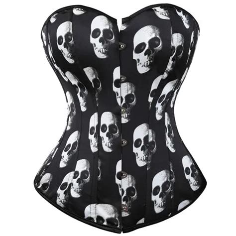 Halloween Masquerade Skull Printed Corset Top Women Gothic Club Wear