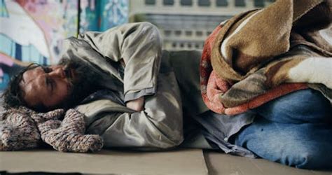 A Homeless Man Sleeping On The Floor · Free Stock Video