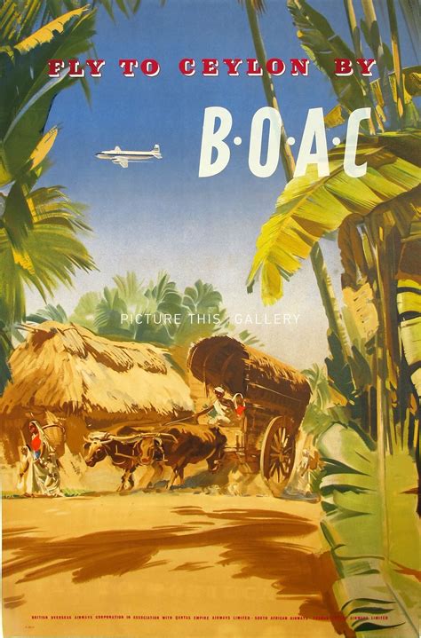 Ceylon • Boac Frank Wootton Vintage Airline Posters Travel Posters