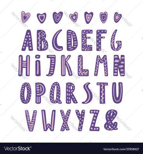 Cute Latin Alphabet Royalty Free Vector Image Vectorstock