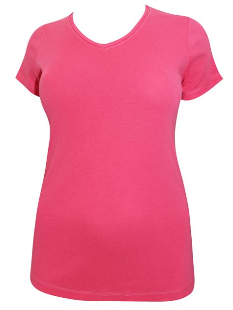 Y Urs Yours Pink Pure Cotton V Neck Short Sleeve T Shirt Plus