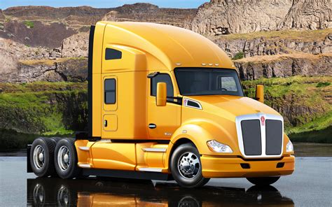 Download Wallpapers Kenworth T 680 2017 American Truck Yellow New