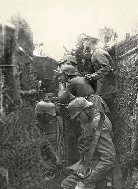 A German Machine Gun Crew In A Trench During The Battle Of Tannenberg