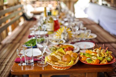 Table Covered With A Rustic Meal Stock Photo Image Of Passover Food