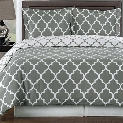 Modern Geometric Grey And White Patterned Bedding Duvet Cover Set Twin Uk Kitchen And Home