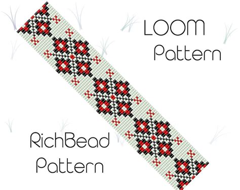 Geometric Bead Loom Patterns Square Stitch Beading Pattern Etsy