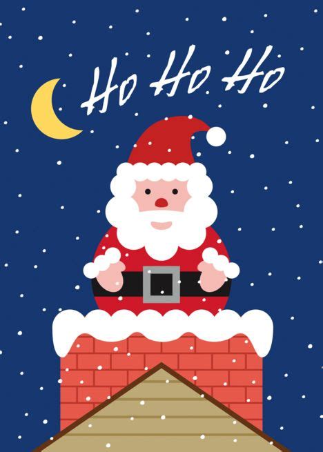 Merry Christmas Ho Ho Ho Santa In Chimney Card Ad Affiliate Ho