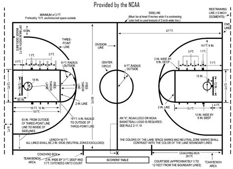 Basketball Court Diagram And Layoutdimensions