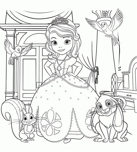 Add color to this scene featuring sofia and her friends. Sofia the First Coloring Pages - Best Coloring Pages For Kids