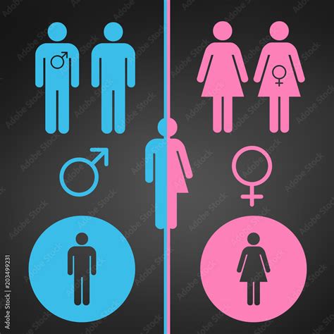 male and female symbol set gender concept usable for reports presentations web apps ui