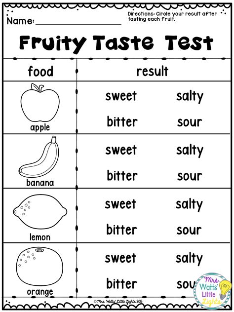 Five Senses Activities Taste Test More Five Senses Kindergarten Free