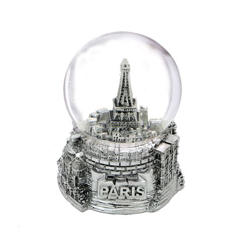 Mini Silver Paris Eiffel Tower Snow Globe 25 Inches