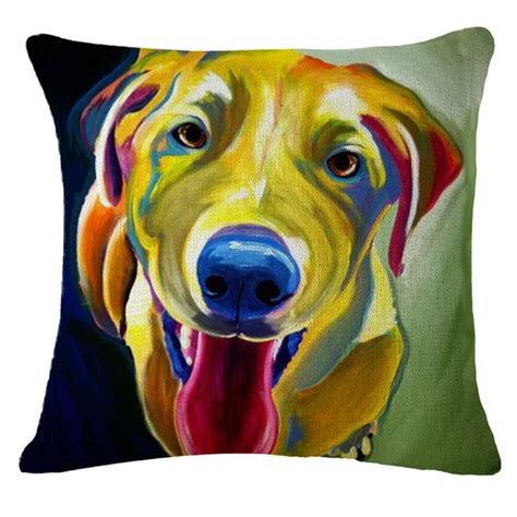 Lovely Painting Dog Cushion Cover Print Linen Affection Sofa Car Seat