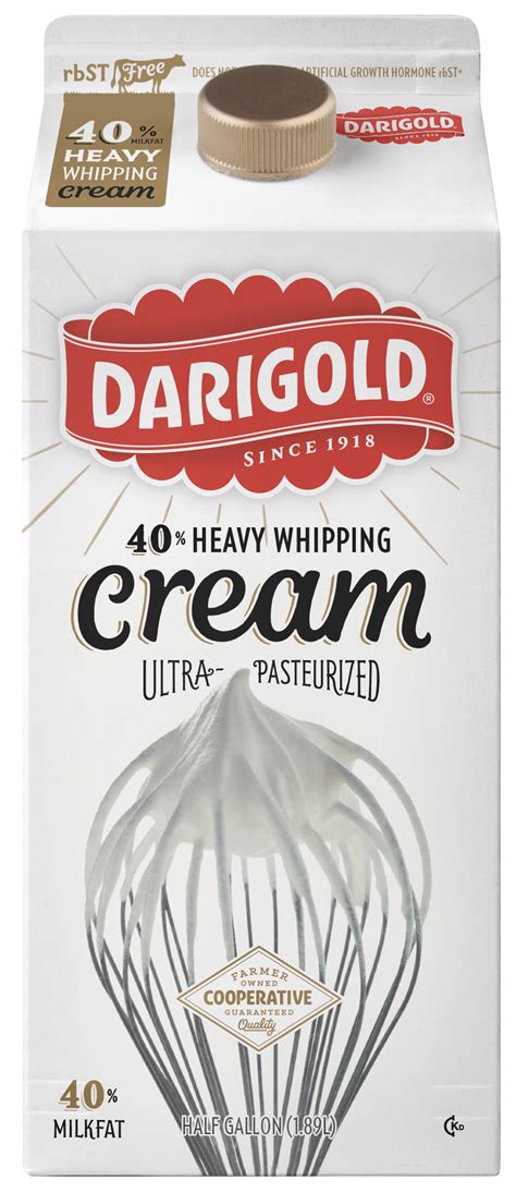 Ingredients:1 cup heavy whipping cream2 tbsp powdered. Whipping Heavy Cream 40% Half-Gallon UP - Darigold