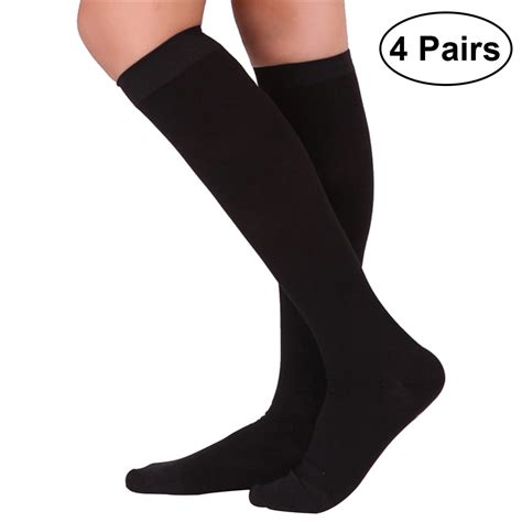 4 Pairs Women Men Compression Socks Anti Fatigue Knee High Stockings Breathable Socks For