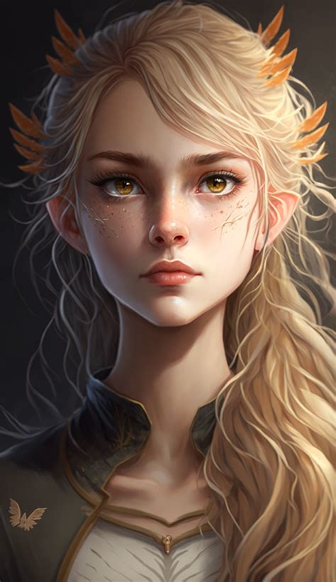 A Woman With Long Blonde Hair And Yellow Eyes