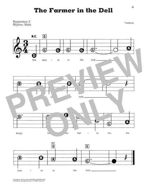 The Farmer In The Dell Sheet Music Traditional E Z Play Today