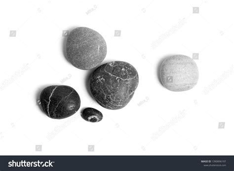Scattered Sea Pebbles Smooth Gray Black Stock Photo 1390896197