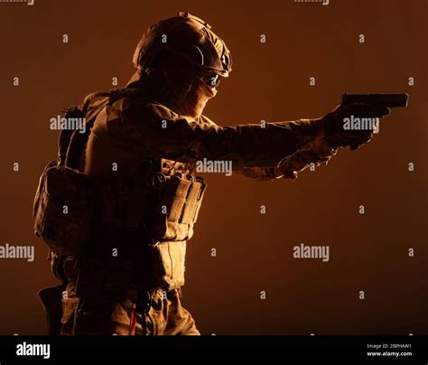 soldier of army elite forces special security service fighter with hidden behind mask and